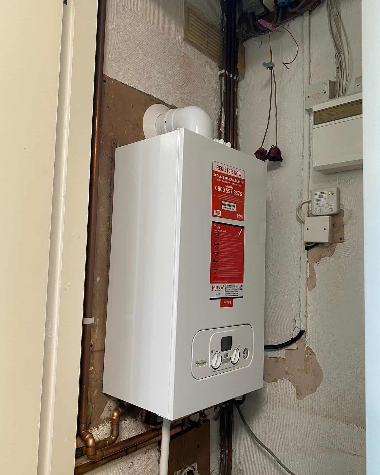 Efficient home heating boiler system installed by expert plumbers.